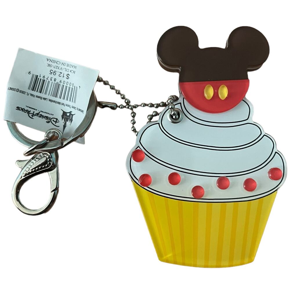 Disney Mickey Mouse Acrylic Cupcake Keychain with Mirror Disney Parks Merch NWT